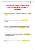 PHED FINAL EXAM 2026 ACTUAL &NewLine;QUESTIONS WITH VERIFIED &NewLine;ANSWERS&period;