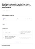 Gold Coast real estate&comma;Practice final exam&period; &lpar;2026&rpar; Exam Questions And Answers Solved 100&percnt; Correct&excl;&excl;