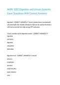 ANPH 1002 Digestive and Urinary Systems Exam Questions With Correct Answers&period;