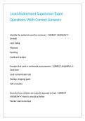Lead Abatement Supervisor Exam Questions With Correct Answers