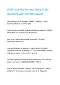 OHIO Lead Risk Assessor Study Guide Questions With Correct Answers 