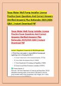 Texas Water Well Pump Installer License &NewLine;Practice Exam Questions And Correct Answers &NewLine;&lpar;Verified Answers&rpar; Plus Rationales 2025&vert;2026 &NewLine;Q&A &vert; Instant Download Pdf 