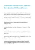 Post Installed Adhesive Anchor Certification Exam Questions With Correct Answers