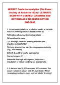 2026-2027 NEWEST Predictive Analytics &lpar;PA&rpar; Exam &vert;&NewLine;Society of Actuaries &lpar;SOA&rpar; &vert; ULTIMATE&NewLine;EXAM WITH CORRECT ANSWERS AND&NewLine;RATIONALES FOR CERTIFICATION&NewLine;SUCCESS