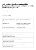 Intuit Bookkeeping Exam Update 2026 Questions and Correct Answers Rated A&plus; 2026 &sol; 2027 Verified by Experts