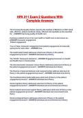 HPA 311 Exam 2 Questions With Complete Answers