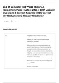 End of Semester Test World History A &lpar;Edmentum Plato &rpar; &lpar;Latest 2026 &sol; 2027 Update&rpar; Questions & Correct Answers &lpar;100&percnt; Correct Verified Answers&rpar; Already Graded A&plus;