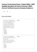 Cannon Trust School Exam I &lpar;Latest 2026 &sol; 2027 Update&rpar; Questions & Correct Answers &lpar;100&percnt; Correct Verified Answers&rpar; Already Graded A&plus;