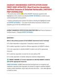HAZMAT AWARENESS CERTIFICATION EXAM PREP 2026 UPDATED &vert; Real Practice Questions&comma; Verified Answers & Detailed Rationales &vert; INSTANT PDF DOWNLOAD