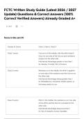 FCTC Written Study Guide &lpar;Latest 2026 &sol; 2027 Update&rpar; Questions & Correct Answers &lpar;100&percnt; Correct Verified Answers&rpar; Already Graded A&plus;