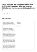 End of Semester Test English 10A &lpar;Latest 2026 &sol; 2027 Update&rpar; Questions & Correct Answers &lpar;100&percnt; Correct Verified Answers&rpar; Already Graded A&plus;