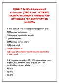 2026-2027 NEWEST Certified Management&NewLine;Accountant &lpar;CMA&rpar; Exam &vert; ULTIMATE&NewLine;EXAM WITH CORRECT ANSWERS AND&NewLine;RATIONALES FOR CERTIFICATION&NewLine;SUCCESS
