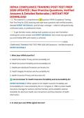 HIPAA COMPLIANCE TRAINING POST-TEST PREP 2026 UPDATED &vert; Real Practice Questions&comma; Verified Answers & Detailed Rationales &vert; INSTANT PDF DOWNLOAD