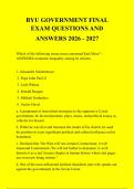 BYU GOVERNMENT FINAL &NewLine;EXAM QUESTIONS AND &NewLine;ANSWERS 2026 - 2027