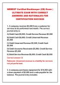 2026-2027 NEWEST Certified Bookkeeper &lpar;CB&rpar; Exam &vert;&NewLine;ULTIMATE EXAM WITH CORRECT&NewLine;ANSWERS AND RATIONALES FOR&NewLine;CERTIFICATION SUCCESS