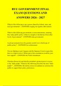 BYU GOVERNMENT FINAL &NewLine;EXAM QUESTIONS AND &NewLine;ANSWERS 2026 - 2027