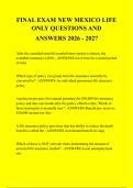 FINAL EXAM NEW MEXICO LIFE &NewLine;ONLY QUESTIONS AND &NewLine;ANSWERS 2026 - 2027