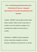 20 FL X Certified Designated Representative Exam &NewLine;&lpar;Florida Board of Pharmacy &ndash; Designated &NewLine;Representative for Prescription Drug Distributors&vert;Just &NewLine;Released&excl;&excl;