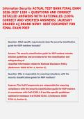 Information Security ACTUAL TEST BANK FINAL EXAM &NewLine;2026-2027 1200 &plus; QUESTIONS AND CORRECT &NewLine;DETAILED ANSWERS WITH RATIONALES &lpar;100&percnt; &NewLine;CORRECT AND VERIFIED ANSWERS&rpar; &vert;ALREADY &NewLine;GRADED A&vert;&vert;BRAND NEW&excl;&excl;  BEST DOCUMENT FOR &NewLine;FINAL EXAM PREP