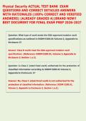 Physical Security ACTUAL TEST BANK  EXAM &NewLine;QUESTIONS AND CORRECT DETAILED ANSWERS &NewLine;WITH RATIONALES &lpar;100&percnt; CORRECT AND VERIFIED &NewLine;ANSWERS&rpar; &vert;ALREADY GRADED A&vert;&vert;BRAND NEW&excl;&excl;  &NewLine;BEST DOCUMENT FOR FINAL EXAM PREP 2026-2027 