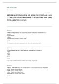 real estate practice EXAM A&plus; GRADE ASSURED COMPLETE SOLUTIONS AND VERIFIED ANSWERS