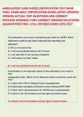 AMBULATORY CARE NURSE CERTIFICATION TEST BANK &NewLine;FINAL EXAM ANCC CERTIFICATION EXAM LATEST UPDATED &NewLine;VERSION ACTUAL TEST QUESTIONS AND CORRECT &NewLine;DETAILED ANSWERS &lpar;100&percnt; CORRECT VERIFIED SOLUTIONS&rpar; &NewLine;&vert;GUARANTEED PASS&period; &lpar;FULL REVISED EXAM&rpar; 2026-2027  