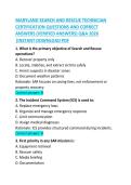 MARYLAND SEARCH AND RESCUE TECHNICIAN CERTIFICATION EXAM QUESTIONS AND CORRECT ANSWERS
