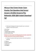 Missouri Real Estate Broker Exam &NewLine;Practice Test Questions And Correct &NewLine;Answers &lpar;Verified Answers&rpar; Plus &NewLine;Rationales 2026 Q&A Instant Download &NewLine;Pdf 