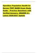 OpenStax Population Health for &NewLine;Nurses TEST BANK Exam Study &NewLine;Guide &ndash; Practice Questions with &NewLine;Verified Answers&period; GRADED A&plus;&period; &NewLine;Latest 2026&sol;2027 Update &NewLine;