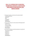 SACA C-101&colon; INTRODUCTION TO INDUSTRIAL AUTOMATION & INDUSTRY 4&period;0 CERTIFICATION EXAM COMPLETE QUESTIONS WITH 100&percnt; VERIFIED ANSWERS 2026&sol;2027