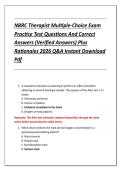 NBRC Therapist Multiple-Choice Exam &NewLine;Practice Test Questions And Correct &NewLine;Answers &lpar;Verified Answers&rpar; Plus &NewLine;Rationales 2026 Q&A Instant Download &NewLine;Pdf 