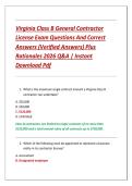 Virginia Class B General Contractor &NewLine;License Exam Questions And Correct &NewLine;Answers &lpar;Verified Answers&rpar; Plus &NewLine;Rationales 2026 Q&A &vert; Instant &NewLine;Download Pdf