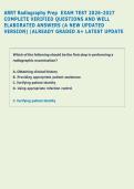 ARRT Radiography Prep  EXAM TEST 2026-2027 &NewLine;COMPLETE VERIFIED QUESTIONS AND WELL &NewLine;ELABORATED ANSWERS &lpar;A NEW UPDATED &NewLine;VERSION&rpar; &vert;ALREADY GRADED A&plus; LATEST UPDATE 