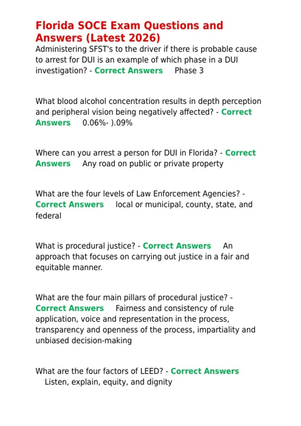 Soce Questions Florida SOCE Exam Questions and Answers (Latest 2026) - TCC PTLEA FDLE ...