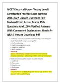 NICET Electrical Power Testing Level I &NewLine;Certification Practice Exam Newest &NewLine;2026-2027 Update Questions Fast &NewLine;Reviwed From Actual Exams 150&plus; &NewLine;Questions And 100&percnt; Verified Answers &NewLine;With Convenient Explanations Grade A&plus; &NewLine;Q&A &vert; Instant Download Pdf 