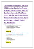 Certified Recovery Support Specialist &NewLine;&lpar;CRSS&rpar; Practice Examination Newest &NewLine;May 2026 Update Detailed Exam 150 &NewLine;Questions From Actual Past Papers &NewLine;Exam Collection Complete Questions &NewLine;And Correct Detailed Answers &lpar;Expert &NewLine;Verified Exam&rpar; &vert;Already Graded