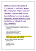 Certified Peer Recovery Specialist &NewLine;&lpar;CPRS&rpar; Practice Examination Newest &NewLine;May 2026 Update Detailed Exam 150 &NewLine;Questions From Actual Past Papers &NewLine;Exam Collection Complete Questions &NewLine;And Correct Detailed Answers &lpar;Expert &NewLine;Verified Exam&rpar; &vert;Already Graded &NewLine;