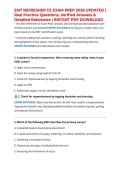 EMT REFRESHER CE EXAM PREP 2026 UPDATED &vert; Real Practice Questions&comma; Verified Answers & Detailed Rationales &vert; INSTANT PDF DOWNLOAD