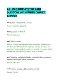 AC HPAT COMPLETE TEST BANK&NewLine;QUESTIONS AND VERIFIED CORRECT&NewLine;ANSWERS