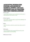 ACCOUNTING INFORMATION&NewLine;SYSTEMS 14TH EDITION BY&NewLine;MARSHALL ROMNEY AND PAUL&NewLine;STEINBART 2026 ALL CHAPTERS&NewLine;TEST PREP VERIFIED ANSWERS&NewLine;