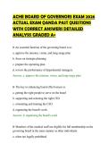 ACHE BOARD OF GOVERNORS EXAM 2026&NewLine;ACTUAL EXAM QANDA PAST QUESTIONS&NewLine;WITH CORRECT ANSWERS DETAILED&NewLine;ANALYSIS GRADED A&plus;