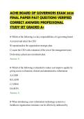 ACHE BOARD OF GOVERNORS EXAM 2026&NewLine;FINAL PAPER PAST QUESTIONS VERIFIED&NewLine;CORRECT ANSWERS PROFESSIONAL&NewLine;STUDY SET GRADED A&plus;