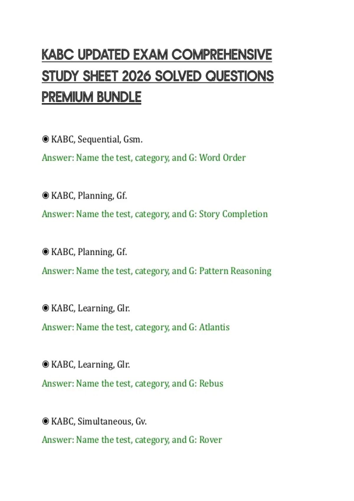 Test Kabc Example KABC UPDATED EXAM COMPREHENSIVE STUDY SHEET 2026 SOLVED QUESTIONS ...