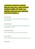 LEADERSHIP RESEARCH FINDINGS&NewLine;PRACTICE AND SKILLS TENTH EDITION&NewLine;ANDREW DUBRIN TEST BANK 2026&NewLine;VERIFIED QUESTIONS AND COMPLETE&NewLine;SOLUTIONS GRADED A&plus;
