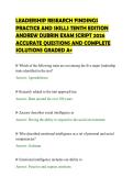 LEADERSHIP RESEARCH FINDINGS&NewLine;PRACTICE AND SKILLS TENTH EDITION&NewLine;ANDREW DUBRIN EXAM SCRIPT 2026&NewLine;ACCURATE QUESTIONS AND COMPLETE&NewLine;SOLUTIONS GRADED A&plus;