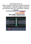 Solution Manual for Canadian Income Taxation 2026&sol;2027 27th Edition By William Buckwold&comma; Joan Kitunen&comma; Matthew Roman&comma; Abraham Iqbal&vert; 9781266002724&vert; All Chapters 1-23&vert; LATEST