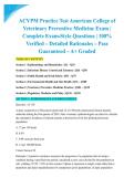 ACVPM Practice Test American College of Veterinary Preventive Medicine Exam &vert; Complete Exam-Style Questions &vert; 100&percnt; Verified &ndash; Detailed Rationales &ndash; Pass Guaranteed &ndash; A&plus; Graded&NewLine;&NewLine;