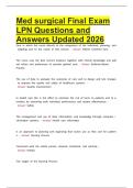 Med surgical Final Exam LPN Questions and Answers Updated 2026