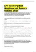 LPN Med Surg HESI Questions and Answers Updated 2026