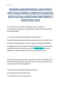 NURSING JURISPRUDENCE AND ETHICS&NewLine;FOR TEXAS NURSES-COMPLETE EXAM SET&NewLine;WITH ACTUAL QUESTIONS AND PERFECT&NewLine;SOLUTIONS 2026